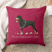 ブラック&タン・コンハウンド・クリスマス クッション (ブランケット)