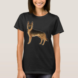 ブラック+タン+ジャーマンシェパード+かわいい+キャラクター Tシャツ