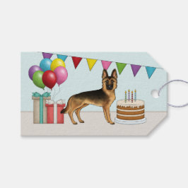 ブラック+タン+ジャーマン+シェパードのカラフルな誕生日 ギフトタグ