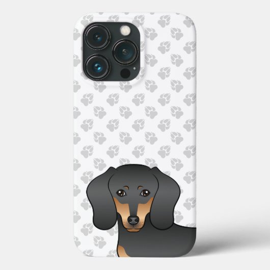 ブラック+タン スムースコート ダックスフンド 頭部 Case-Mate iPhoneケース (裏面)