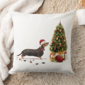 ブラック&タン・ダシュントおもしろい・クリスマス・ドッグ クッション (ブランケット)