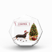 ブラック&タン・ダシュントおもしろい・クリスマス・ドッグ フォトブロック (正面)