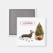 ブラック&タン・ダシュントおもしろい・クリスマス・ドッグ マグネット (正面/裏面)