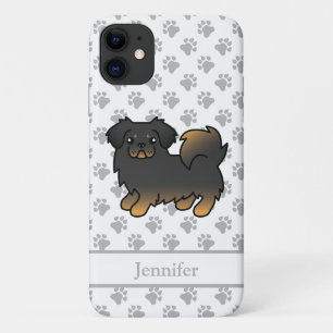 ブラック+タン+チベットン+スパニエル+キャラクター犬+名前 iPhone 11 ケース