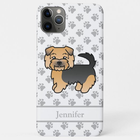 ブラック+タン+ノーフォークテリアのキャラクターデザインの犬+名前 Case-Mate iPhoneケース (裏面)