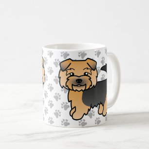 ブラック+タン+ノーフォークテリアのキャラクタードッグと足 コーヒーマグカップ