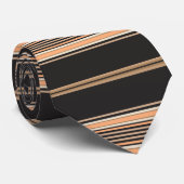 ブラック、タン、ホワイトのストライプネクタイ ネクタイ (ロール)
