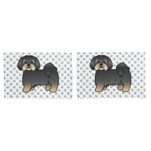 ブラック+タン ラサ・アプソ かわいいキャラクター 犬 枕カバー (フロントセット)