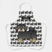 ブラック+タン+ラサ+アプソ かわいい漫画 犬 と 名前 エプロン (正面)