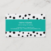 ブラック&ターコイズドットスポットパターン名刺 名刺 (裏面)