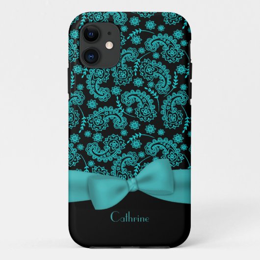 ブラック&ターコイズペイズリーiPhone 5ケース Case-Mate iPhoneケース (裏面)