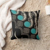 ブラック&ターコイズボヘミアンデザイン装飾用クッション クッション (ブランケット)