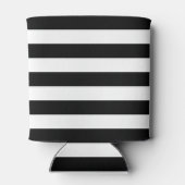 ブラック&ターコイズ名門私立校風のストライプズモノグラム 缶クーラー (裏面)