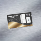 ブラック·ダマスク·金ゴールド·家電製品修理 マグネット名刺 (インサイチュ)