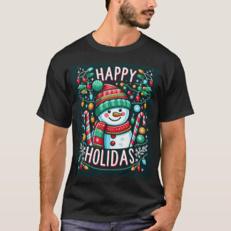ブラック・ダークTシャツ・クリスマス・デザイン Tシャツ