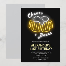 ブラック+チア+ビール 飲み物 41歳の誕生日 招待状