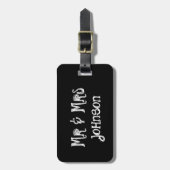 ブラック・チャルクボード夫妻は旅行の荷物タグを持つ ラゲッジタグ (正面縦)