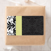 ブラック&チャートルーズダマスク住所 シール- ラベル (インサイチュ)