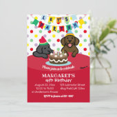 ブラック&チョコレートラブラドール誕生日パーティー 招待状 (スタンド正面)