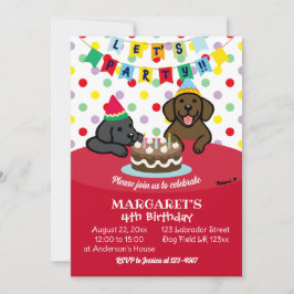 ブラック&チョコレートラブラドール誕生日パーティー 招待状