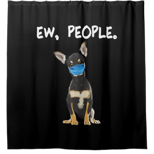 ブラック·チワワ·エウ。顔の仮面 シャワーカーテン (正面)