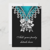 ブラック ティール ブルー スイート シックスティーン 誕生日パーティー 招待状 (裏面)