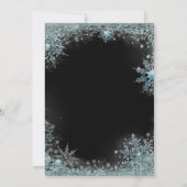ブラック ティール ブルー 雪の結晶 クリスマスパーティー 招待状 (裏面)