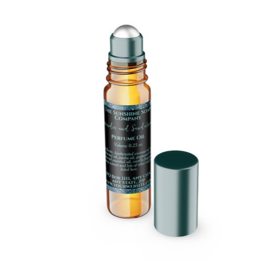 ブラック&ティール(緑がかった色)グリッター香水ローラーボトルラベル スクエアシール