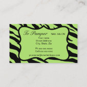 ブラック、ティール（緑がかった色）&グリーンゼブラ&チータスキンカスタム 名刺 (裏面)