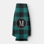 ブラック&ティール(緑がかった色)バッファローチェックモノグラム ボトルクーラー (正面)