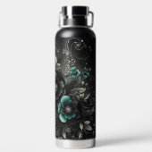 ブラック&ティール（緑がかった色）フローラ ウォーターボトル (背面)