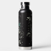 ブラック&ティール（緑がかった色）フローラ ウォーターボトル (右面)