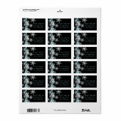 ブラック&ティール（緑がかった色）ブルースノーフレークChristmas Address Lab ラベル (フルシート)