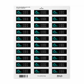 ブラック&ティール（緑がかった色）ブルーハイビスカスフローラ住所 シール (フルシート)