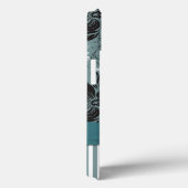 ブラック、ティール(緑がかった色)、ホワイトフローラモノグラム Case-Mate iPhoneケース (裏面 / 右)