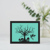 ブラック&ティール（緑がかった色）不気味フェアリー葉書 ポストカード (スタンド正面)