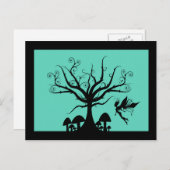 ブラック&ティール（緑がかった色）不気味フェアリー葉書 ポストカード (正面/裏面)