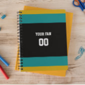 ブラック、ティール(緑がかった色)、金ゴールドサッカーチームパーソナライズされた ノートブック