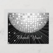 ブラック、ディスコパーティー、ダンス、誕生日サンキューカード ポストカード (正面/裏面)