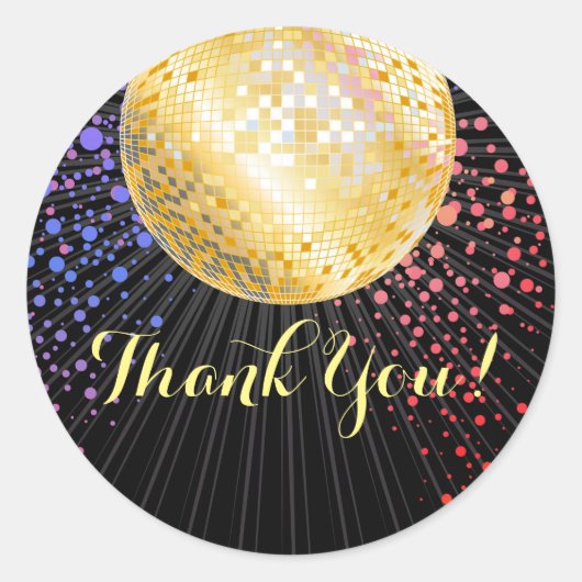 ブラック、ディスコパーティー、感謝していユーラベル ラウンドシール (正面)