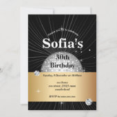 ブラック、ディスコパーティー、70年代、踊りパーティー 招待状 (正面)