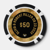 ブラック&ディスコ鏡グリッター結婚ズ ポーカーチップ (裏面)