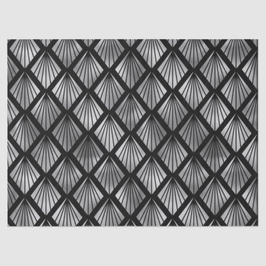 ブラック・デコパージュのシルバーアールデコ・ファン 薄葉紙 (正面)