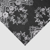 ブラック·デコパージュの複雑なホワイトレース 薄葉紙 (詳細)