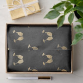 ブラック・デコパージュの金属製金ゴールドワイングラス 薄葉紙 (ギフト)