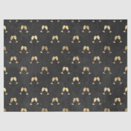 ブラック・デコパージュの金属製金ゴールドワイングラス 薄葉紙