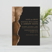 ブラック＆デザートゴールド セーブ・ザ・デート ウェディング 招待状 (スタンド正面)