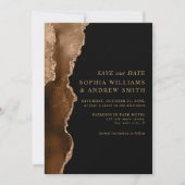 ブラック&デザートゴールド 結婚式の招待状(Save the Date) 招待状 (正面)