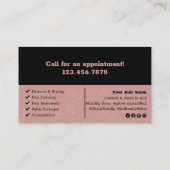 ブラック&トスカーニーピンクの髪のサロンロゴの報酬 ロイヤリティカード (裏面)