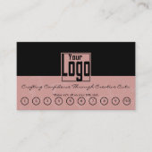 ブラック&トスカーニーピンクの髪のサロンロゴの報酬 ロイヤリティカード (正面)